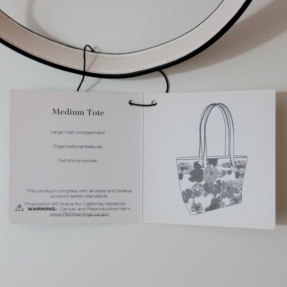 NWT Adrienne Vittadini Watercolor Floral Medium Tote | White Floral Bag - Picture 12 of 12
